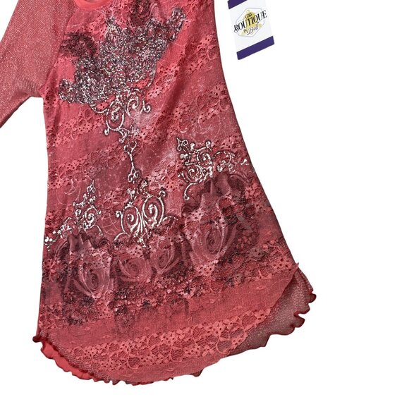 Angels Diamonds Tunic Top Womens S Red Whimsi Goth Indie Sleaze Soft Girl Glam - Picture 13 of 16